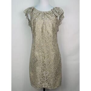 Free People Beige & Silver Lace Mini Dress Size Small